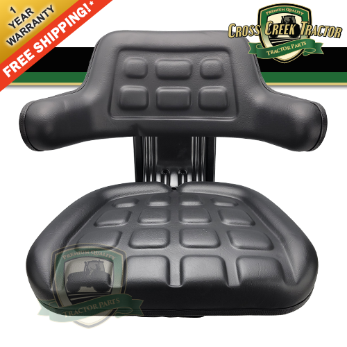 Black Universal Tractor Seat With Full Suspension and Adjustable Angle Base