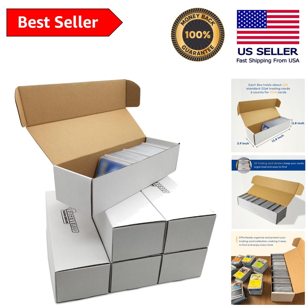 Efficient Trading Card Organizer - 6 Pack Dustproof Storage with 20 Dividers