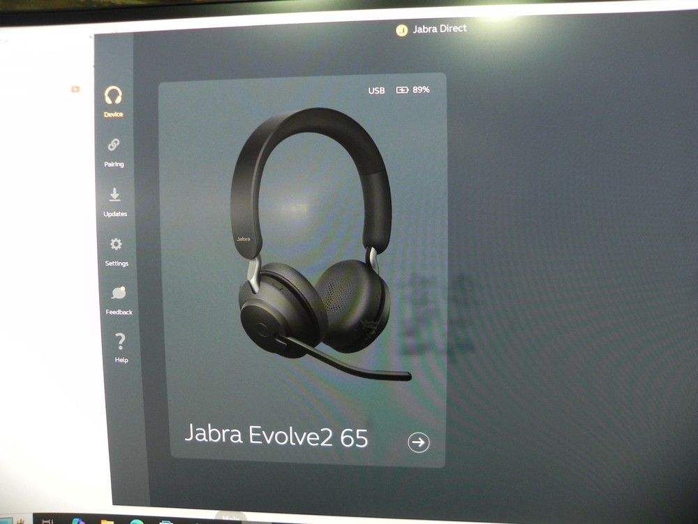 Jabra Evolve2 65 Stereo Wireless Headset W/ case, & charging cable NO DONGLE