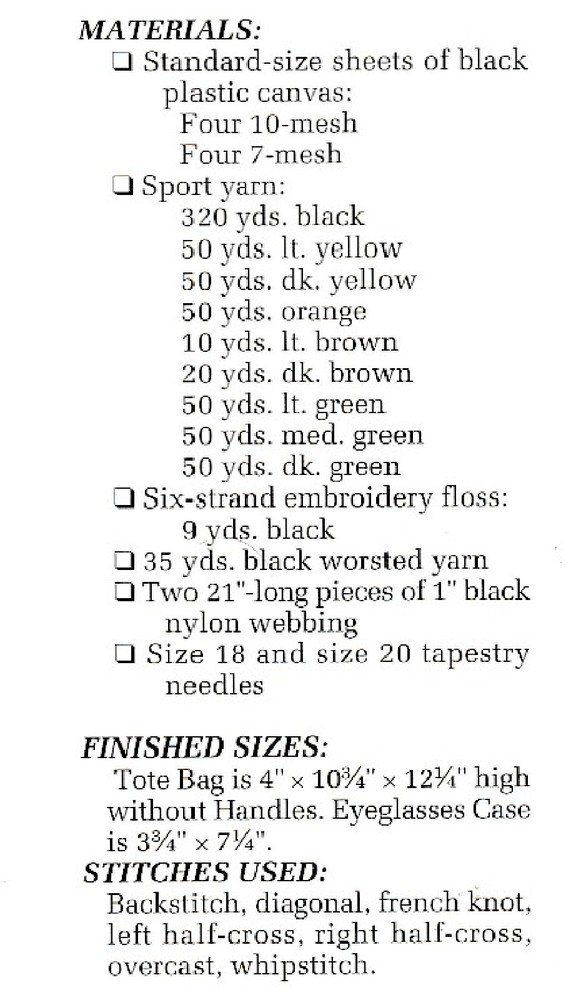 Sunflower Tote Bag & Eyeglass Case - 7 & 10 cnt pc - Plastic Canvas Pattern ONLY