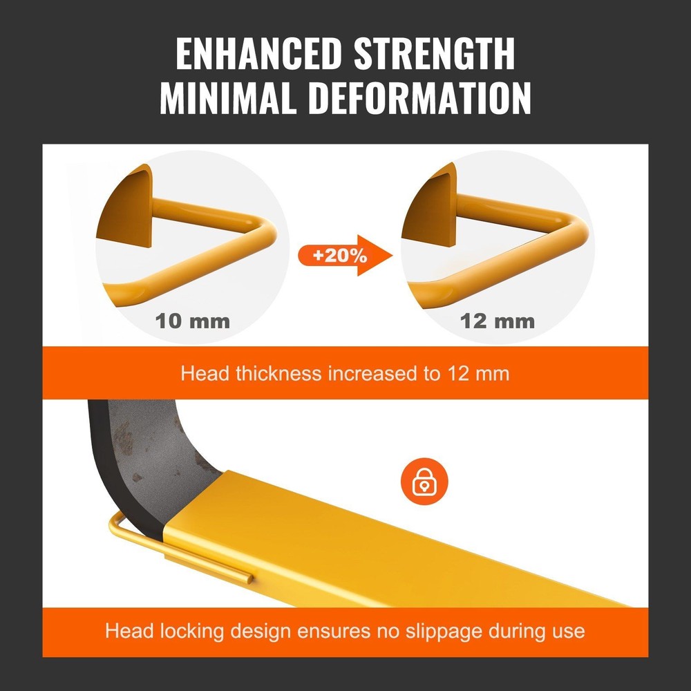 Durable Powder-Coated Fork Extensions 4000lb 2130mm Yellow