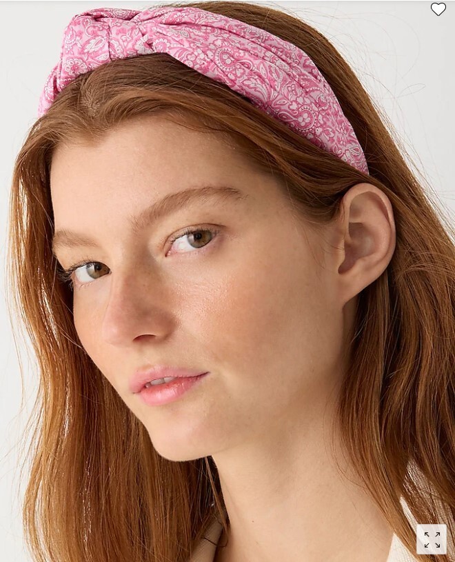 New J Crew Beaded Natural Taupe Brown Knotted Headband 1" Width