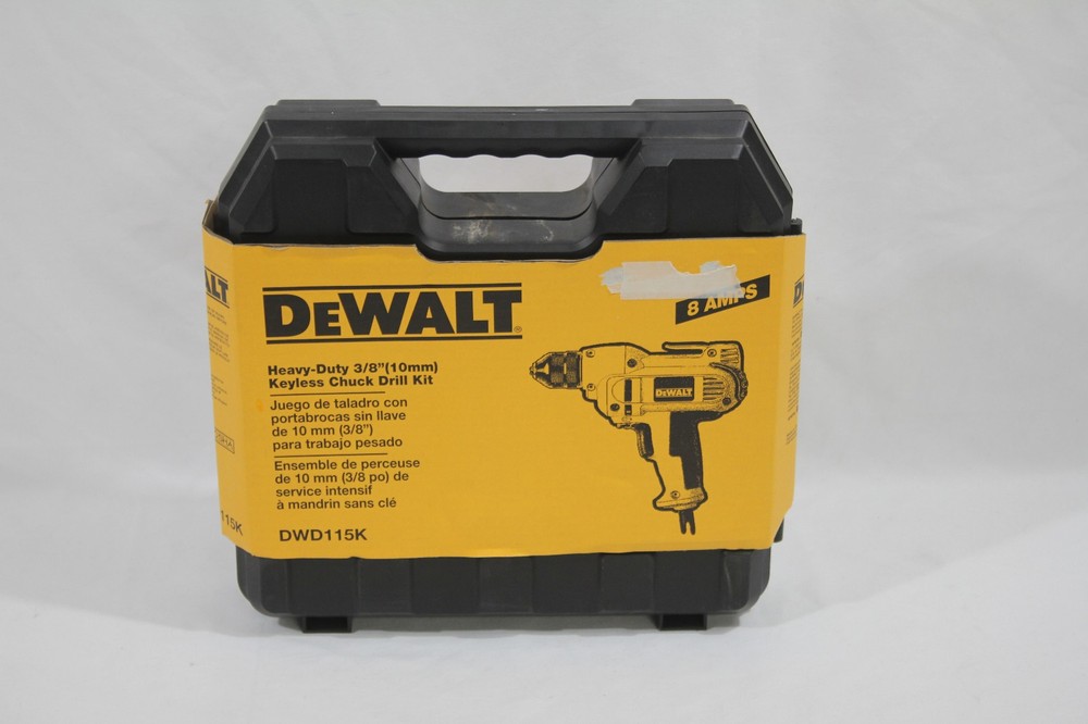 DEWALT Drill, 8.0-Amp, 3/8-Inch, Variable Speed Trigger, Mid-Handle Grip DWD115K