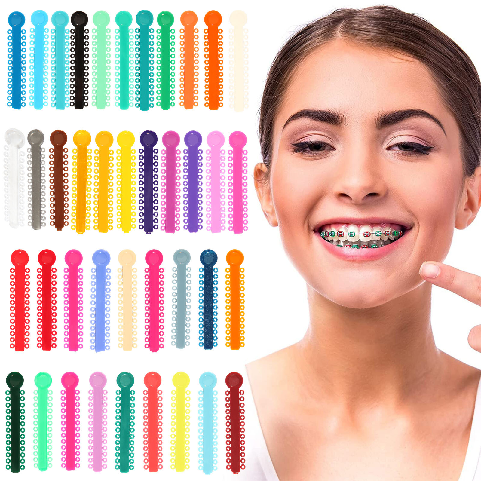 1040pcs Dental Orthodontic Ligature Ties Elastic Bands for Brackets 43 Colors AA