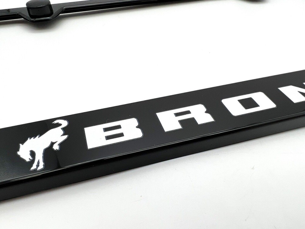 Ford Bronco Unbreakable Black Polycarbonate License Plate Frame - White