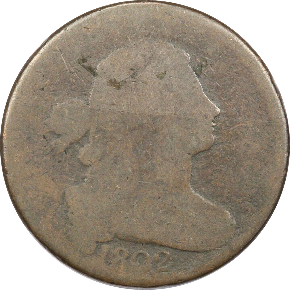1802 Draped Bust Large Cent 1C, About Good AG