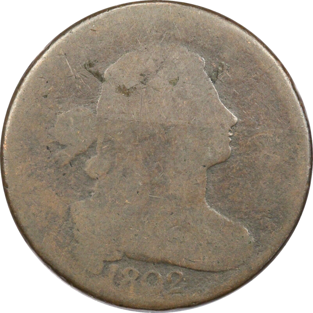 1802 Draped Bust Large Cent 1C, About Good AG