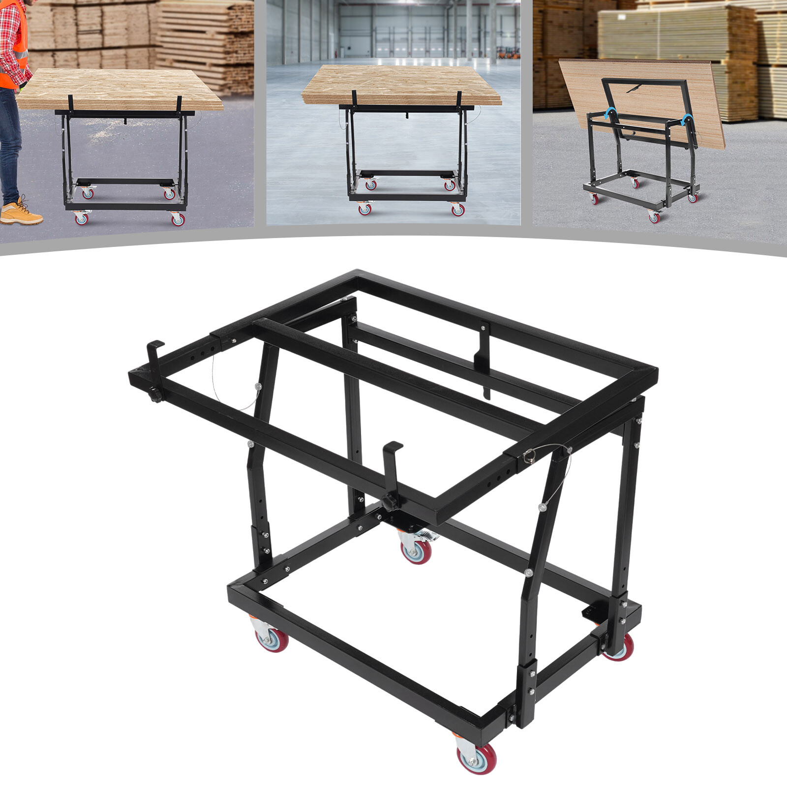 1000lbs Plywood Panel Dolly Trolley Truck 4 Swivel Wheels Tilting Panel Carts