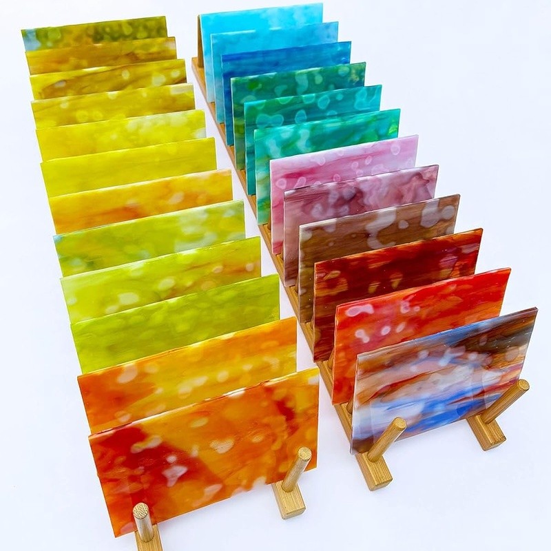 Premium Mottled Opal Stained Glass Sheets Value Pack Mosaic Crafts DIY Projects