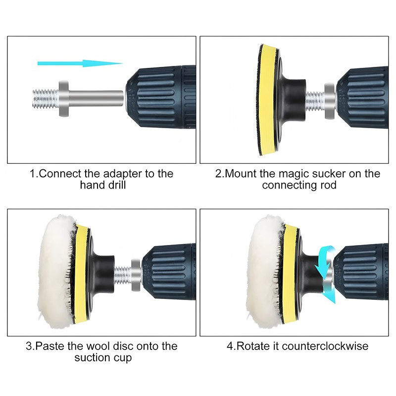 7PCS Car Buffing Pads Polishing for Drill Sponge Kit Waxing Foam Polisher 3 Inch