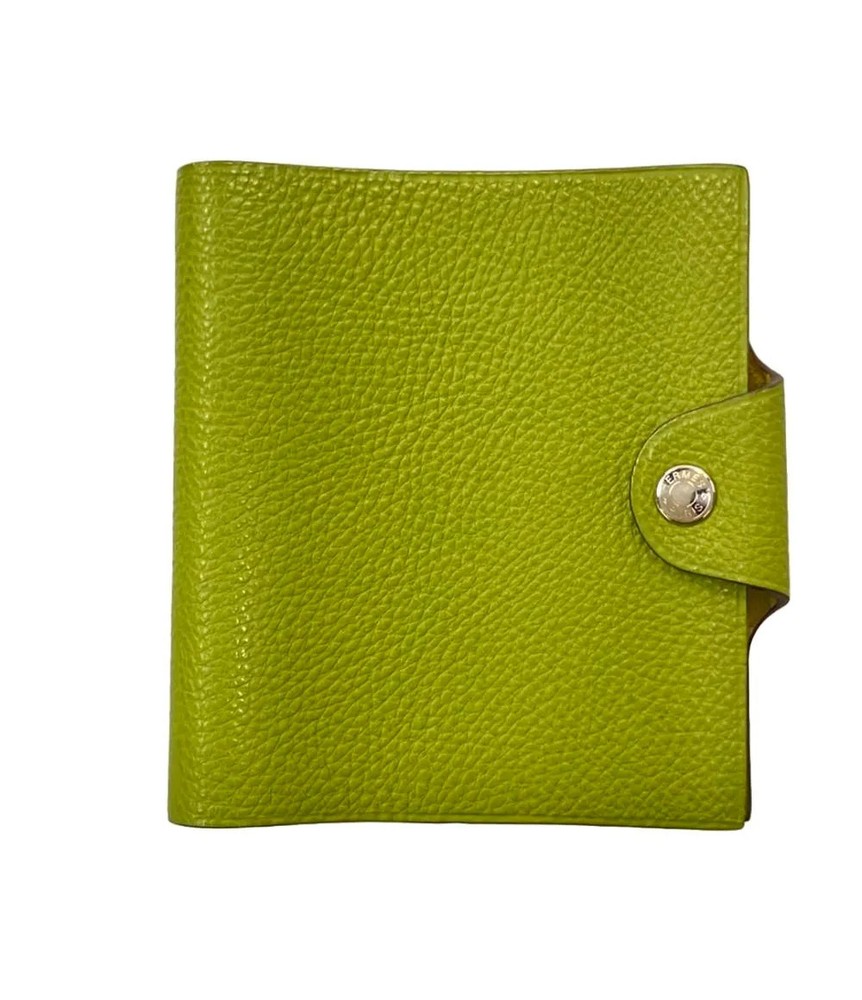 Hermès Ulysse Mini Notebook Cover Leather Silver Hardware □I Stamp Unisex Auth