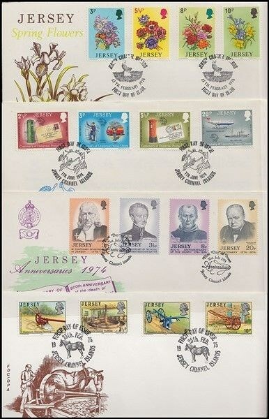 JERSEY 1974/5 FDC’s (x4) (ID:301/D42859)