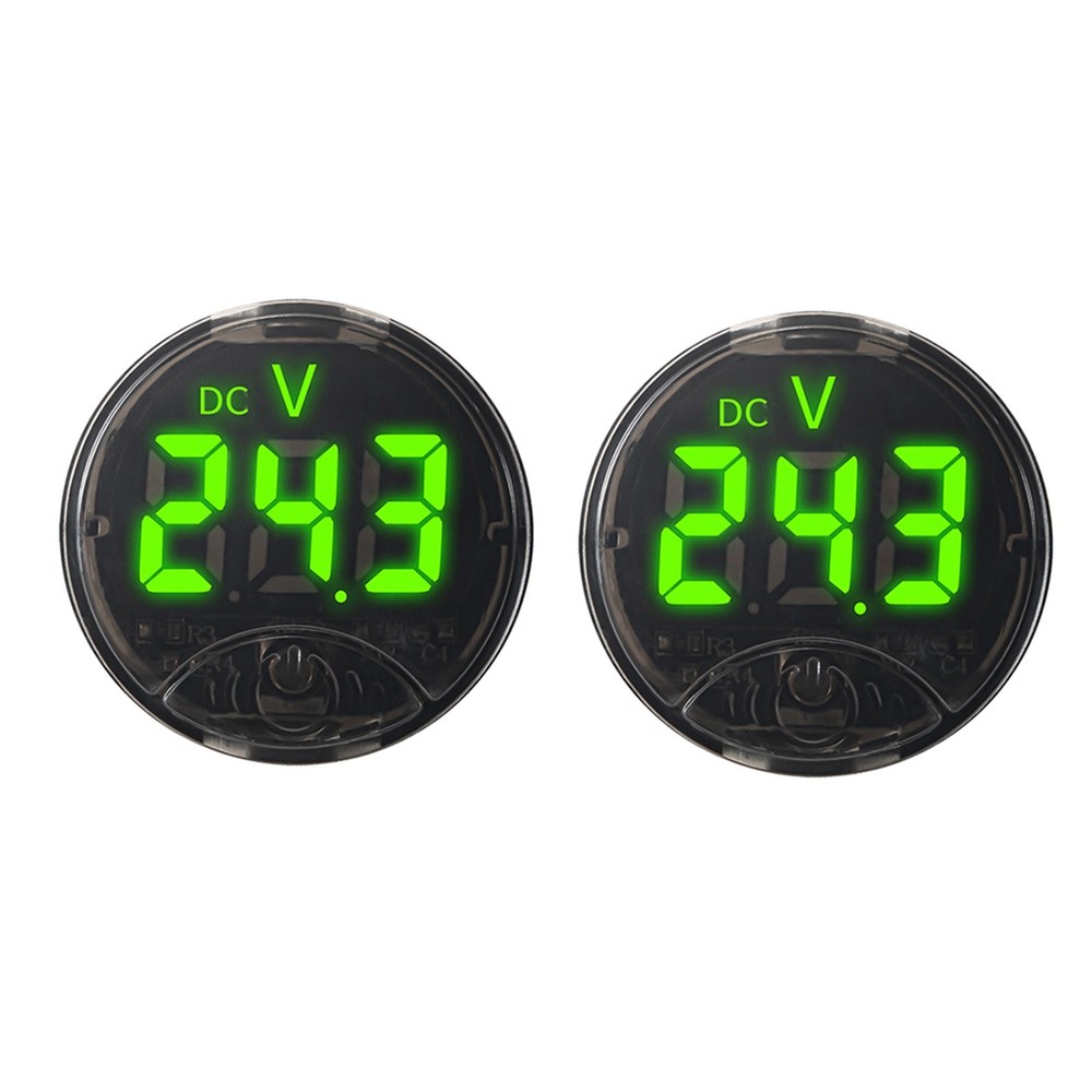 Round Digital Voltmeter with LED Display and Touch Operation for Batteries
