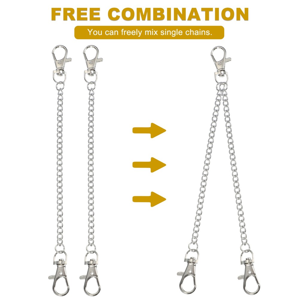 2Pcs 7.9" Hanging Chains with Clasp Hooks Plant Hangers Silver