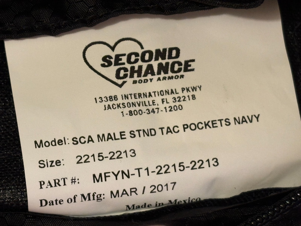 SECOND CHANCE Standard Tactical Armor Carrier Side Open Fix Pocket Medium Navy