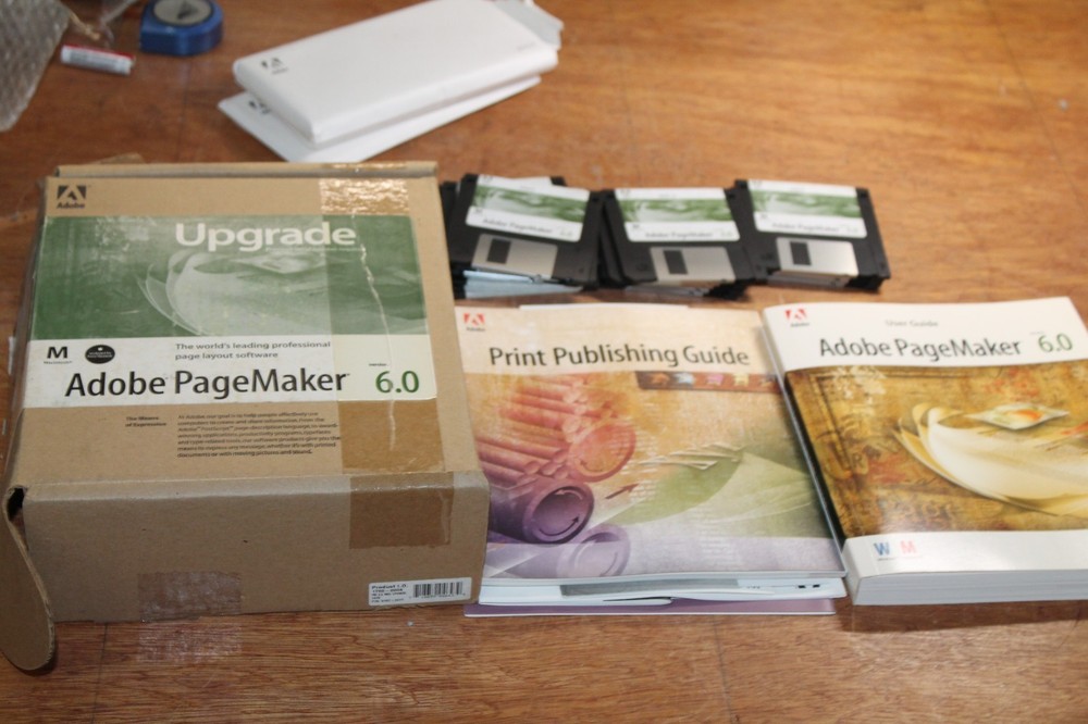 Vintage Adobe PageMaker Version 6.0 Mac Floppy Discs Plus Manuals 0197-2471
