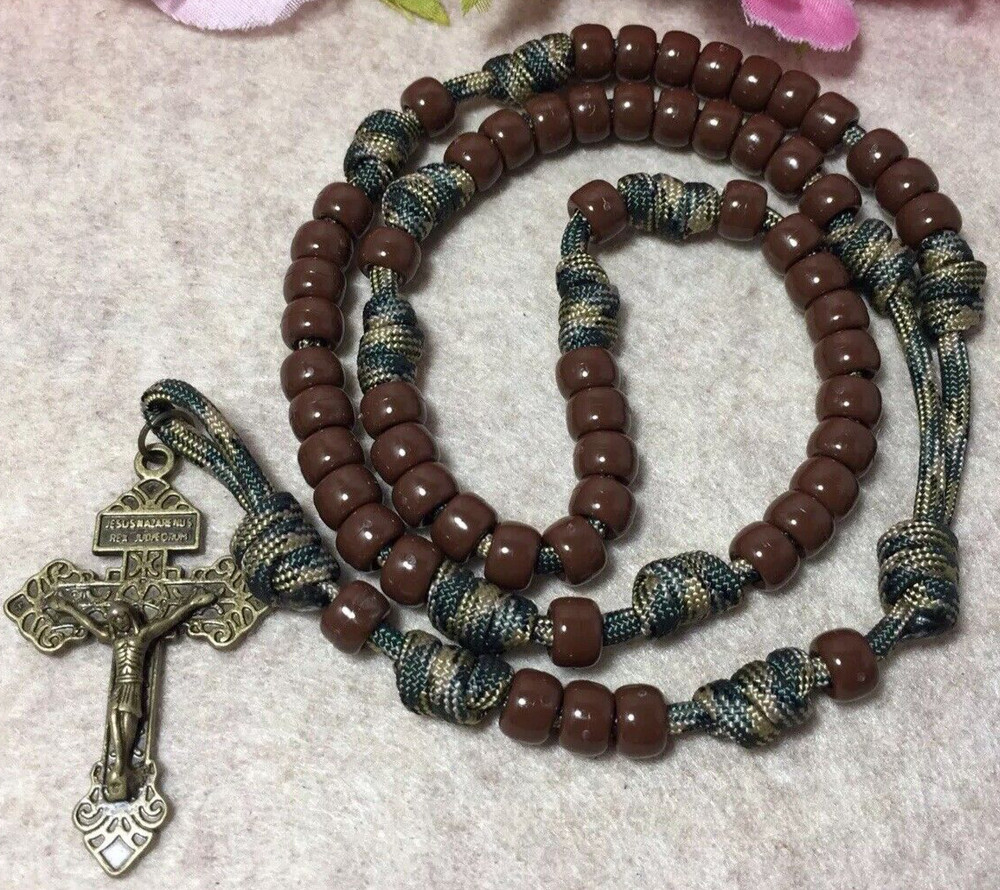 Camo  Paracord rosary - Durable Catholic Rosary - Pardon Crucifix - Handmade