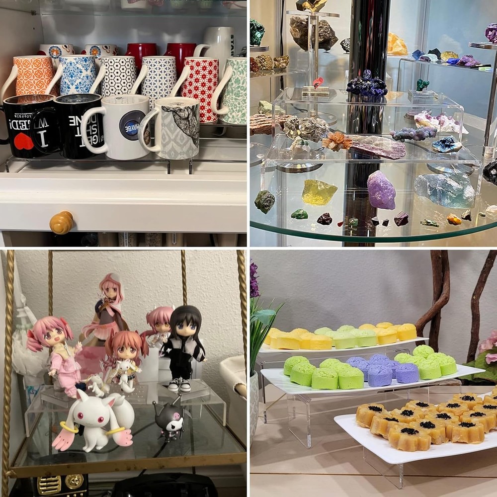 Albumgit Acrylic Display Risers, 8 Pieces Clear Rectangular Tabletop Display Sta