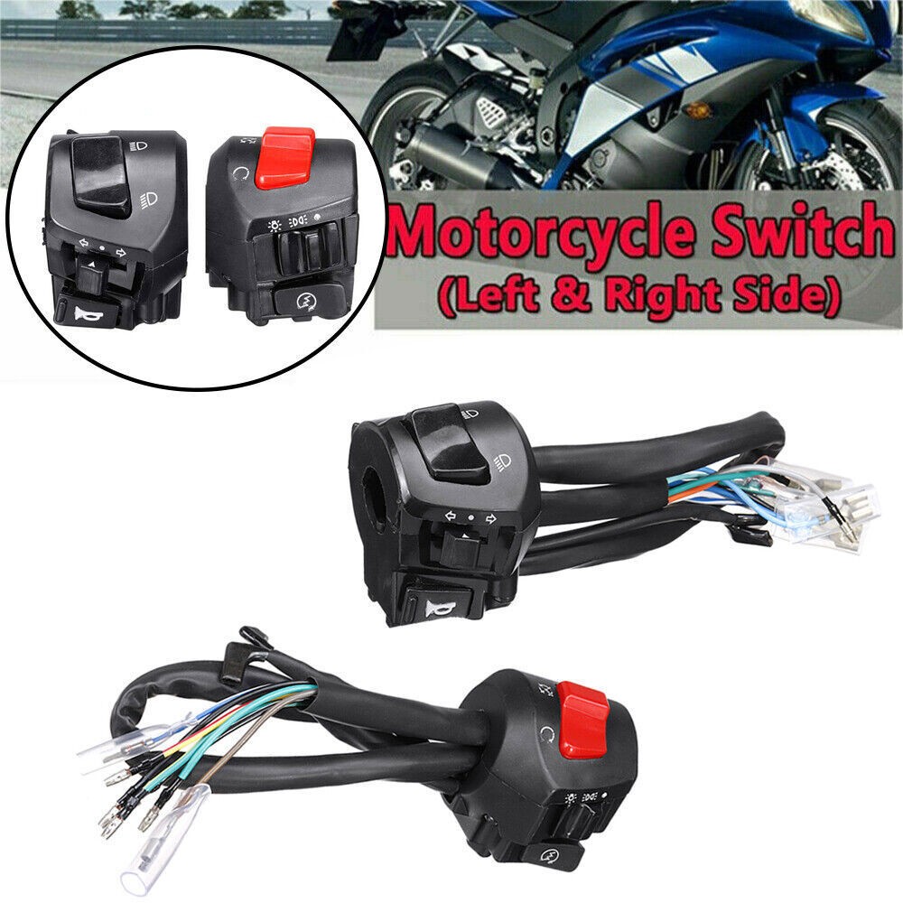 7/8" Universal Motorcycle 22mm Handle bar Switch Gear Control Light Indicator #