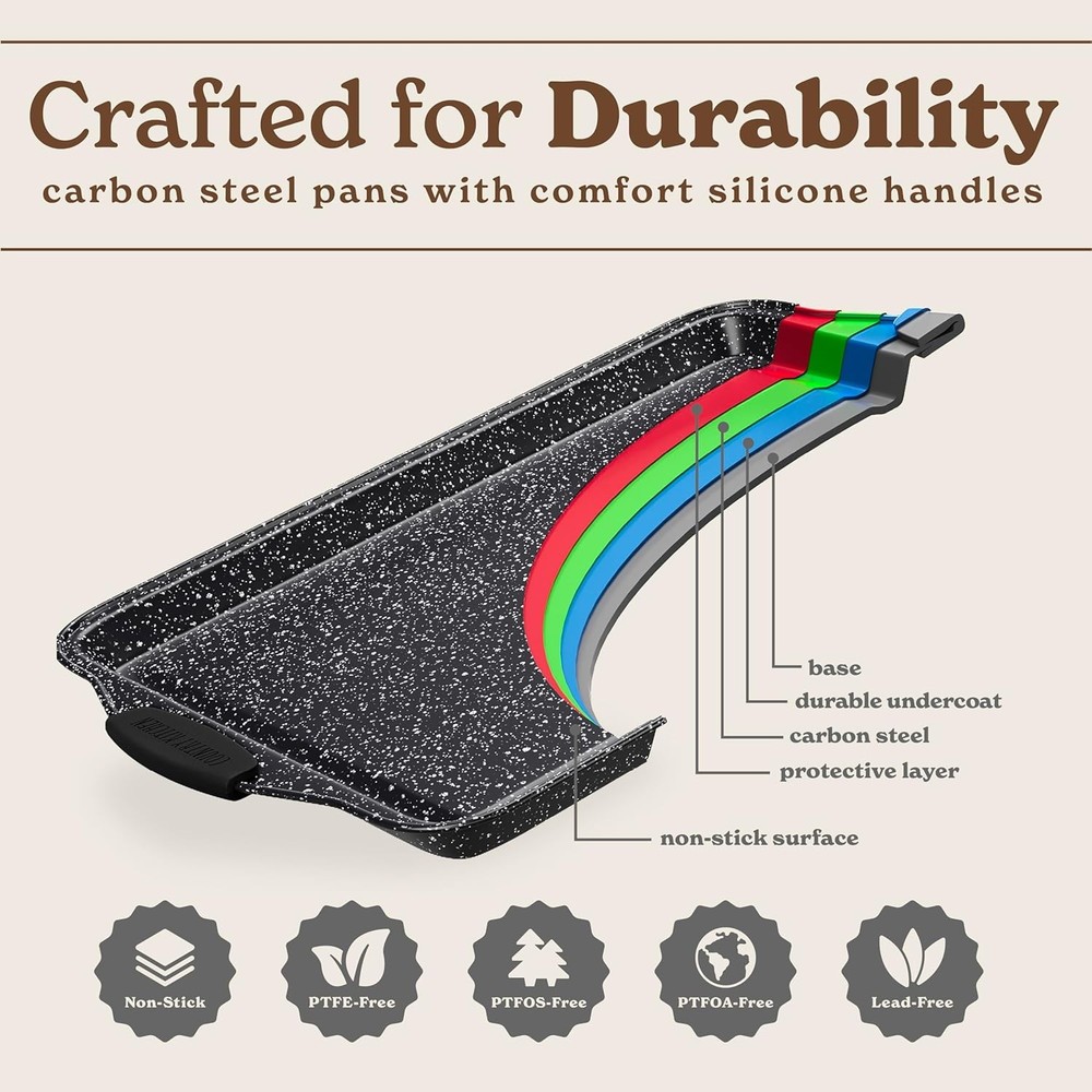 Nonstick Stackable Bakeware Set Heavy Duty Durable Easy Release Baking Set Black