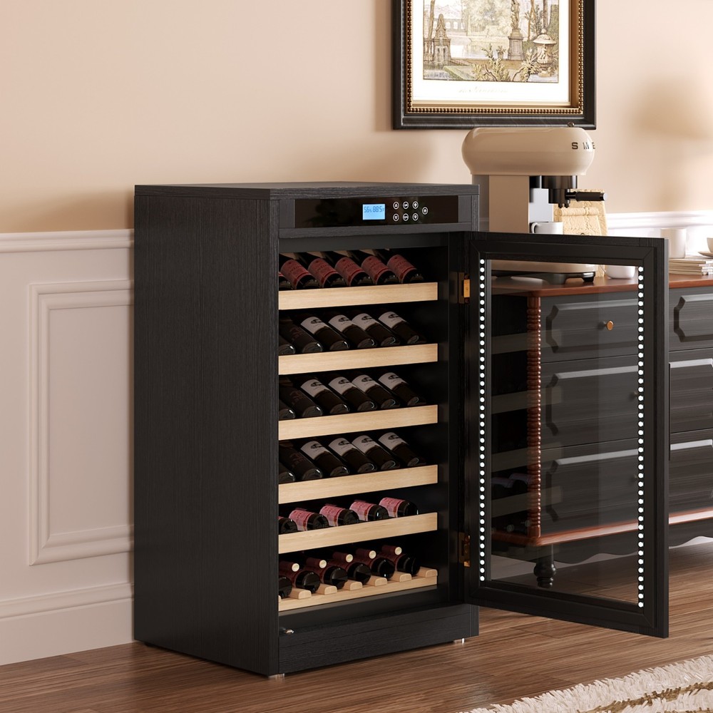 69 Bottles Touch Screen Display Constant Temperature Grape Wine Cooler,Black