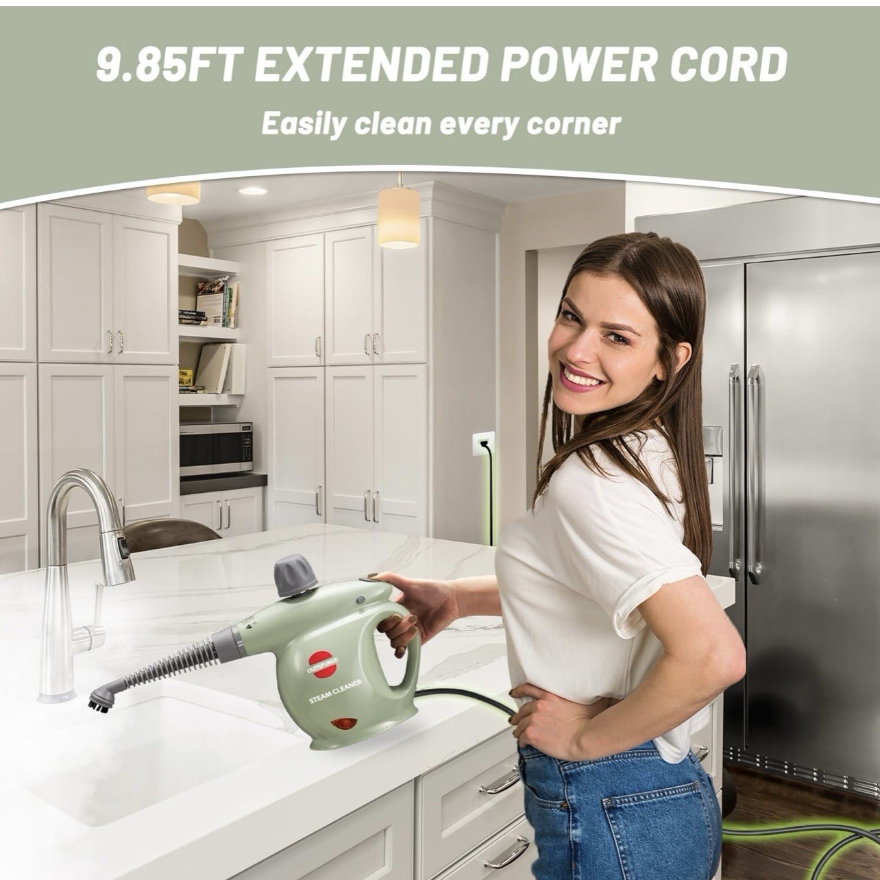 Handheld Steam Cleaner, Pressurized Multi-Surface Steam Shot with 13 Accessories