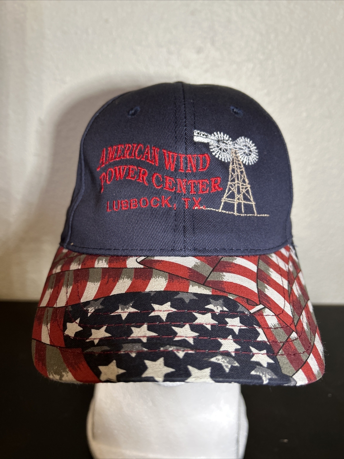 American Wind Power Center Lubbock, TX Patriotic OSFM Embroidered Blue Cap Hat