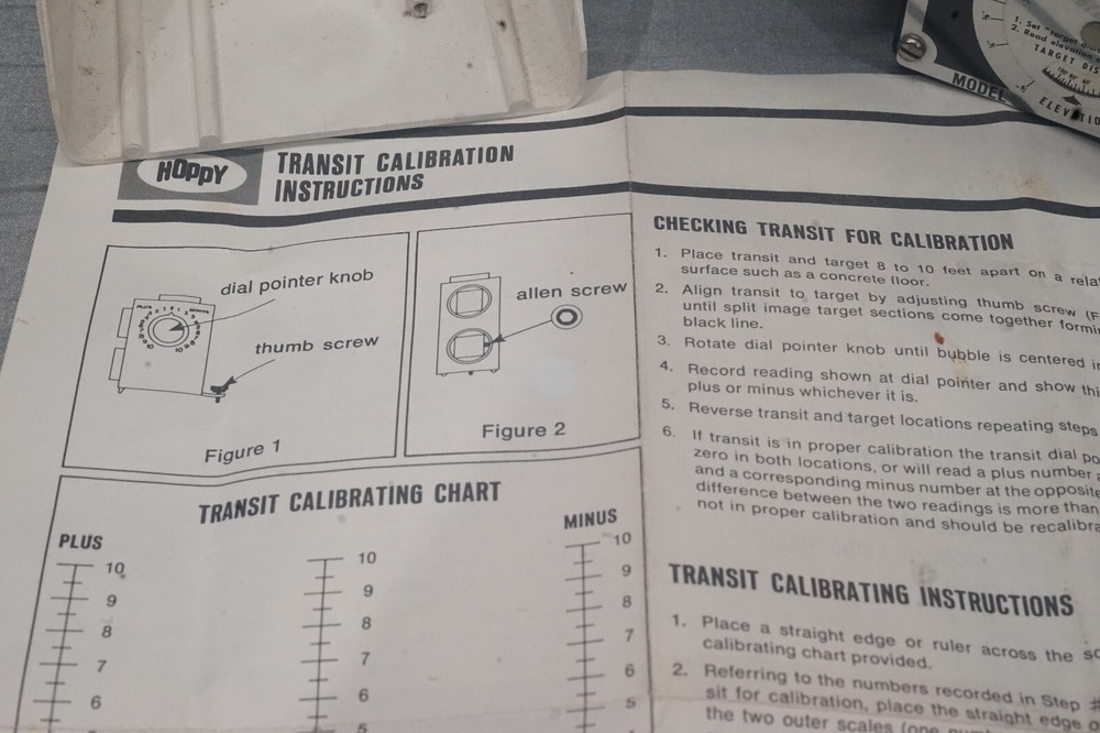 Transit Hopkins Mfg. Co. HOPPY includes; Transit, Bracket, Case, Instructions
