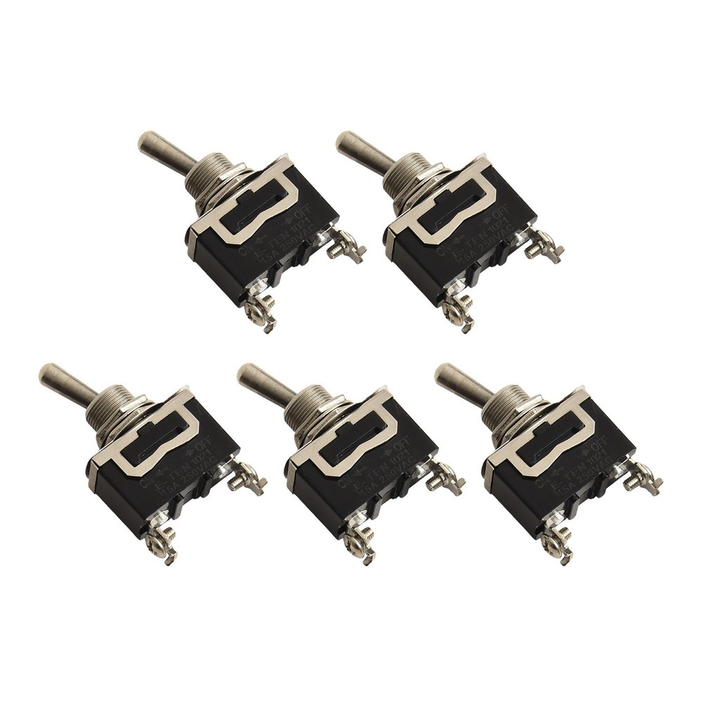 Five Pack Waterproof On Off Metal Toggles Suitable for Electrical Projects
