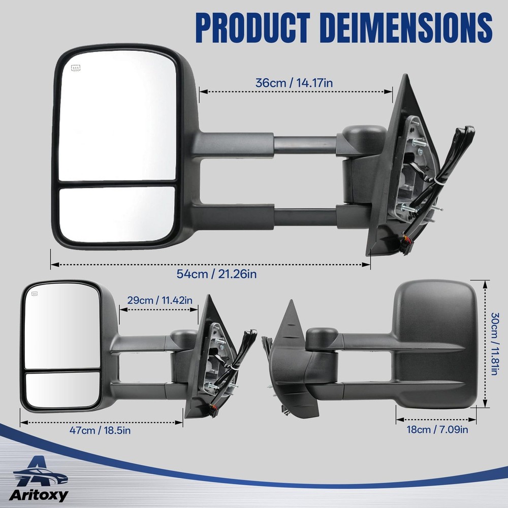 Aritoxy Driver Left Towing Mirrors Power Compatible with Mirror, Black