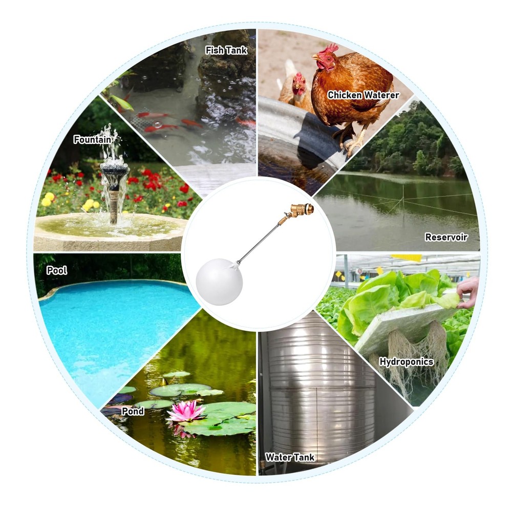 Brass Float Valve 1/2 inchPlastic Water Float Valve with Long Adjustable Arm ...