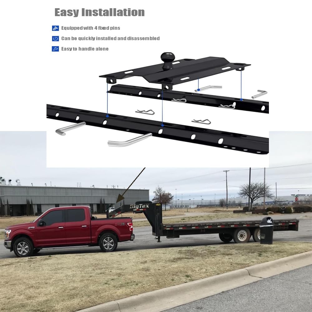WRLWY 16055 5th Wheel to Gooseneck Adapter Hitch - 30,000 lbs Capacity,...