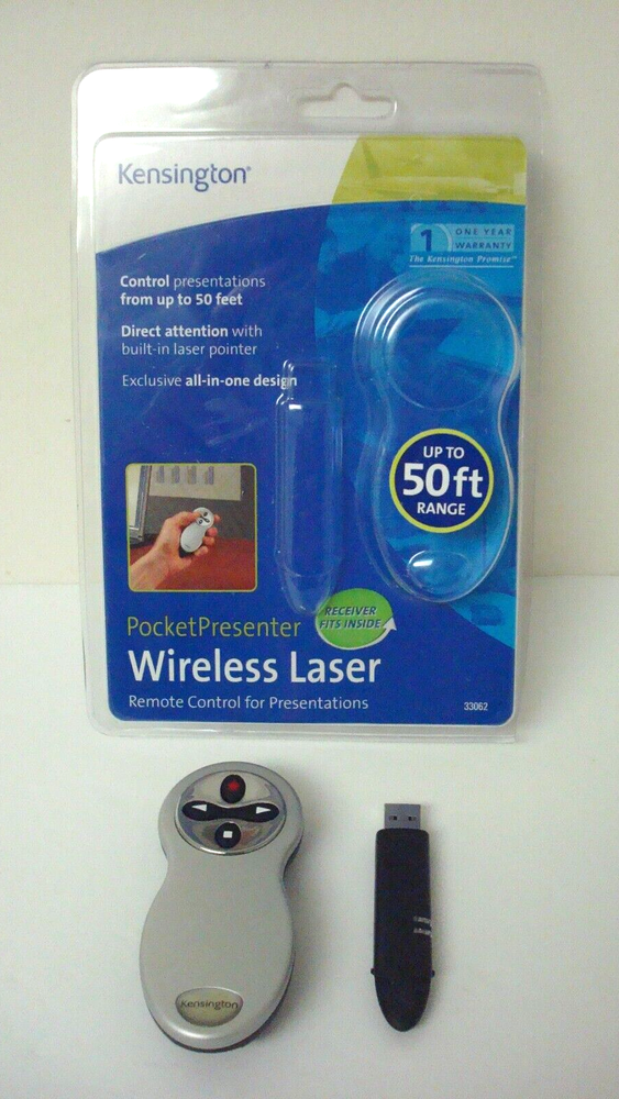 Kensington Pocket Presenter W/Laser Pointer & Remote 50ft. Range School 33062A
