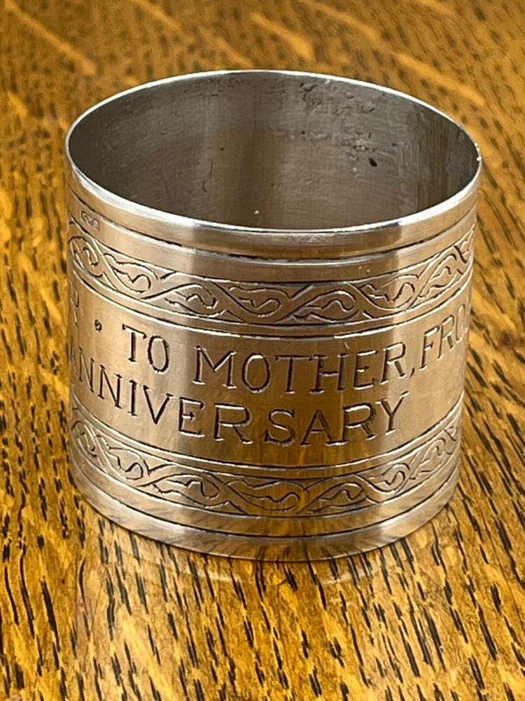 Egyptian silver presentation napkin ring pre 1946
