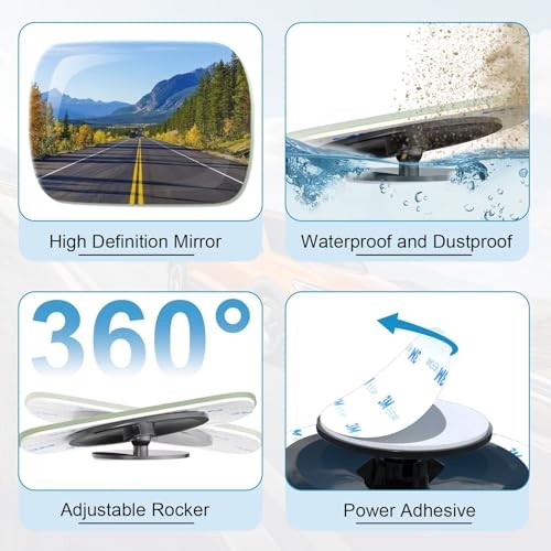 Blind Spot Mirrors 2 Pack, Frameless Side Mirror Blindspot Rectangle-2pcs