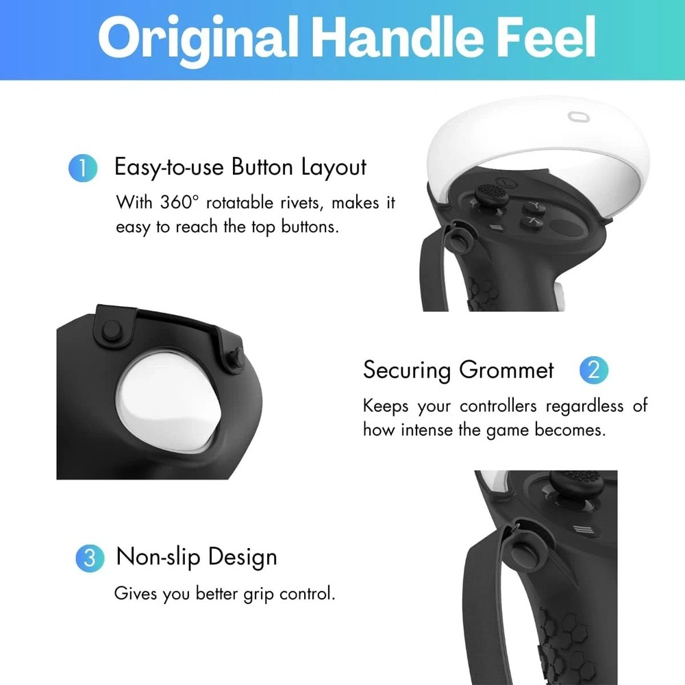 Oculus Quest 2 Controllers Grip Cover Set with Strap Also fits Pimax Controllers