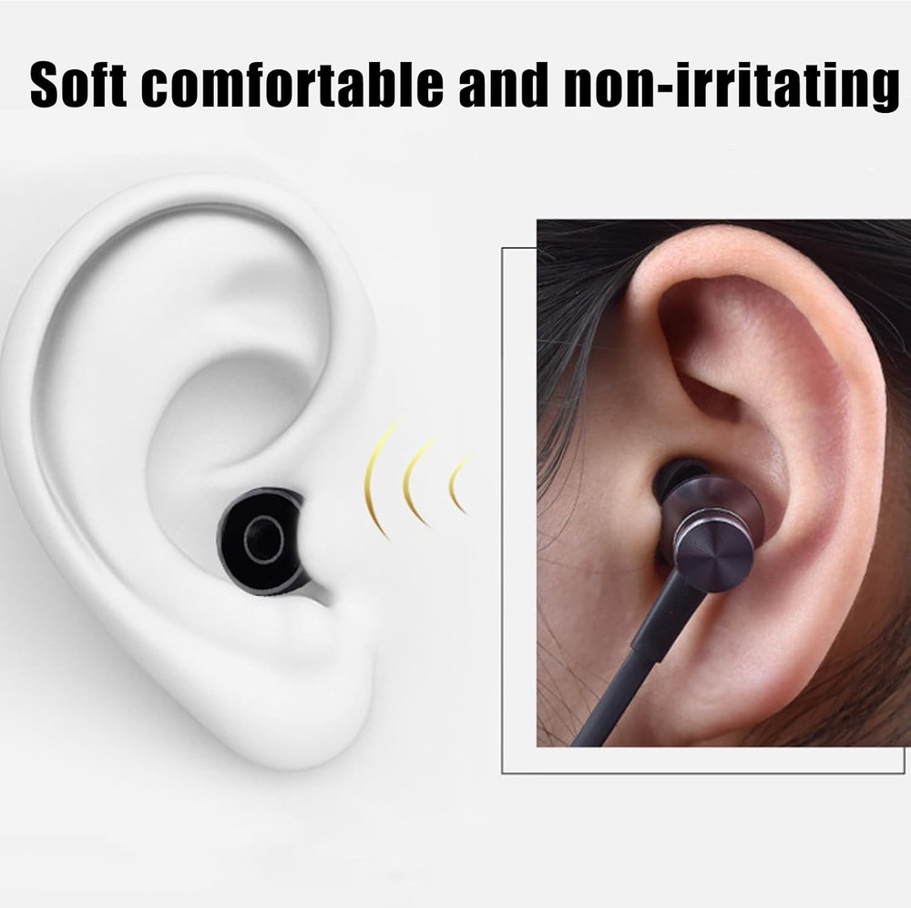 Ear Bud Rubber Tips, 36 Pcs Earbud Replacement Gray red+Black+White