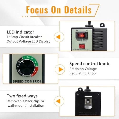 AC Motor Variable Speed Controller & Fan Controller with Rheostat, Variable