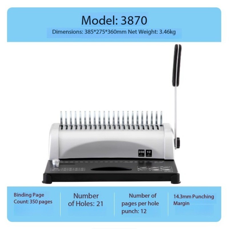 Comb-Style Clip-On Rubber Ring Binding Machine Hole-Punch Binding Machine