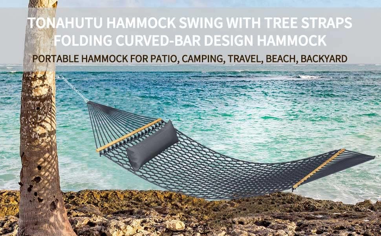 13FT Hammocks, Traditional Hand Woven Cotton Rope Hammock with Free Extension...