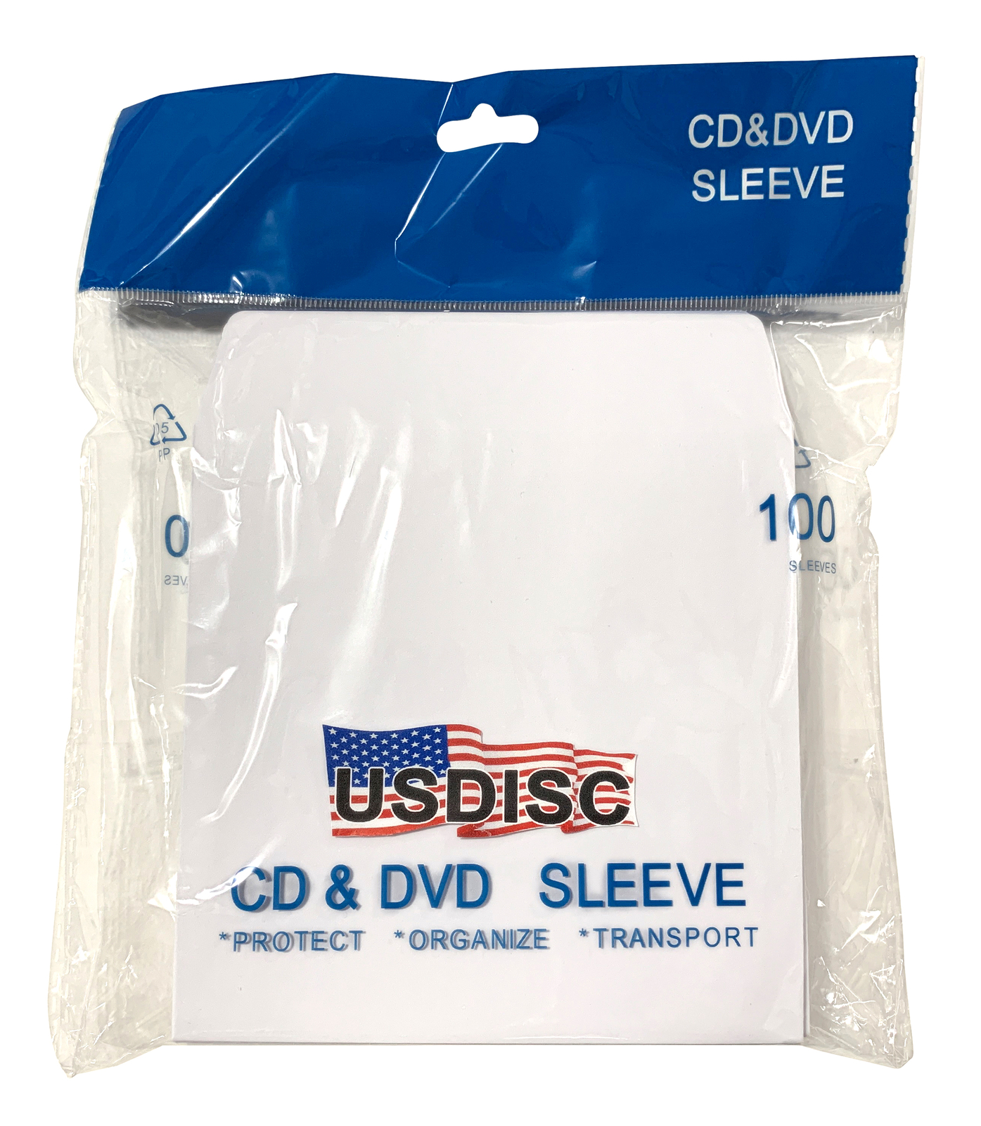 USDISC Paper Sleeves 100g No Window, Flap (White) Lot