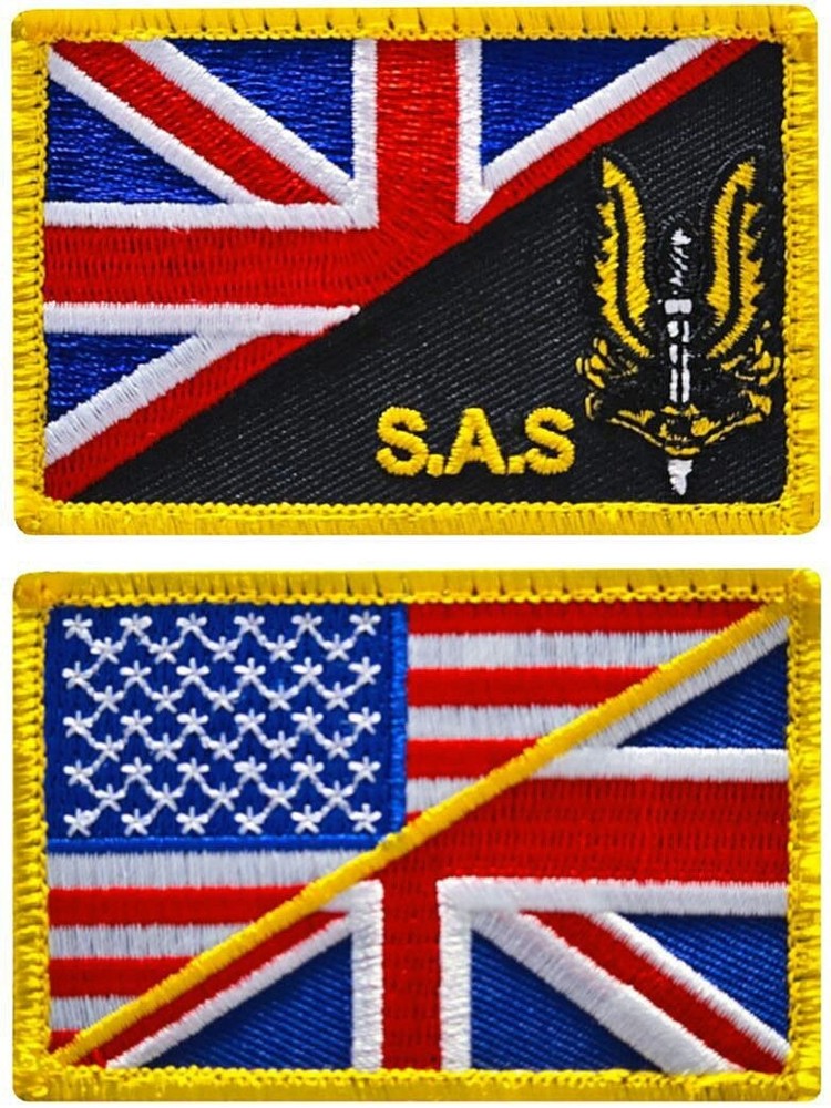 SAS British UK Union Jack Flag Morale Patch | 2PC HOOK BACKING  3"x2"