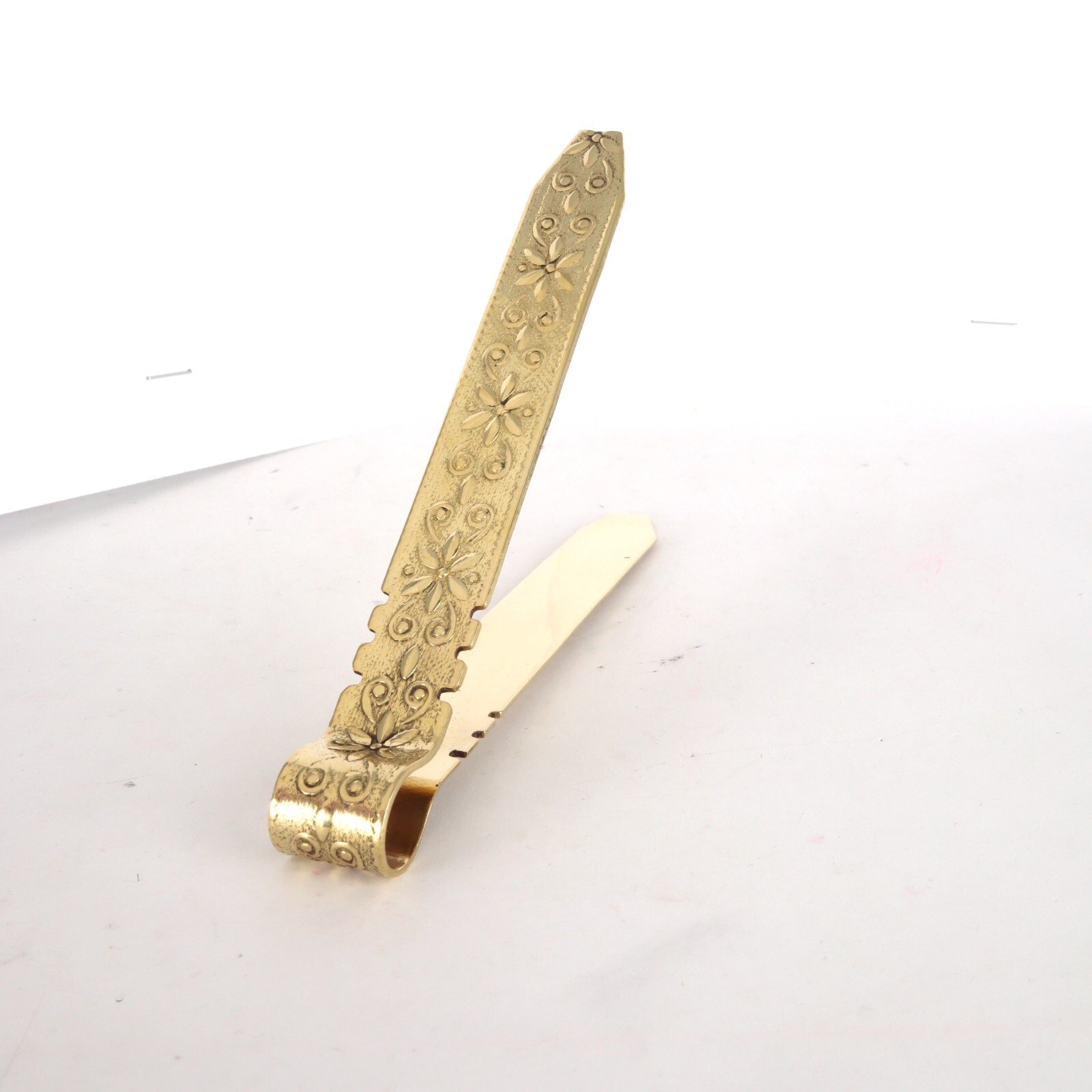 Polished Brass Floral Incense Charcoal Tongs for Church or Home Use 4.25 Inch