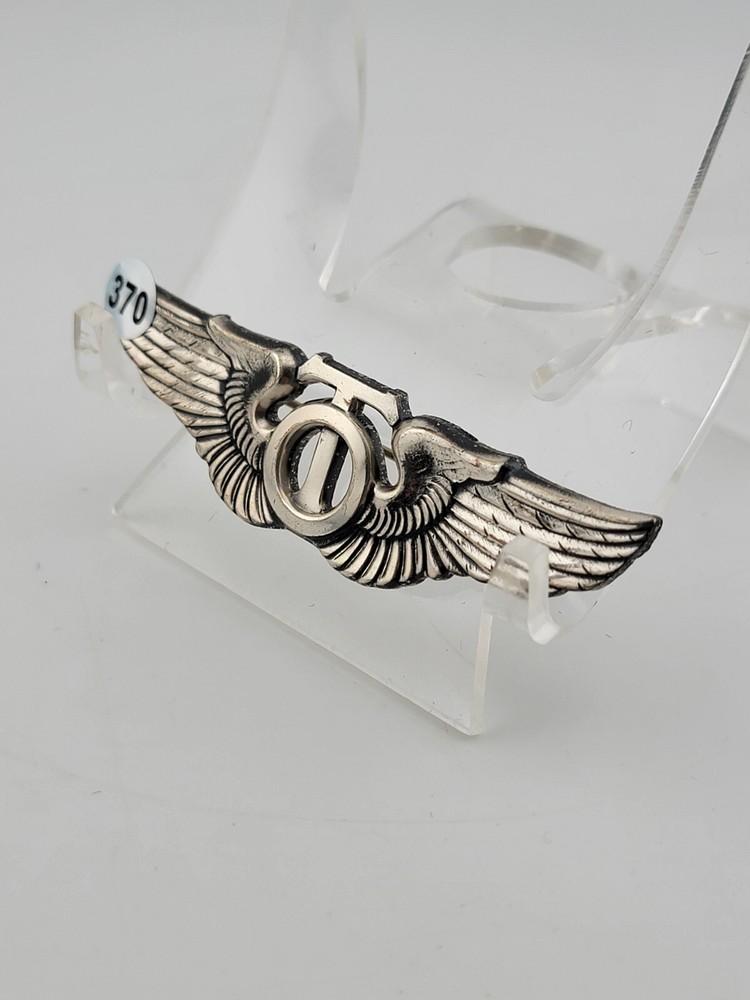Rare Post- WW2 AAF Technical Observer Wing Badge. Sterling Silver. VG Cond.
