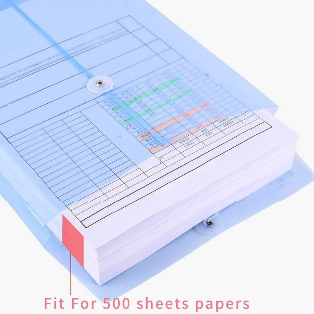 Poly Clear Envelopes with Button String Snap Closure 1 Inch Gusset Top Opening L