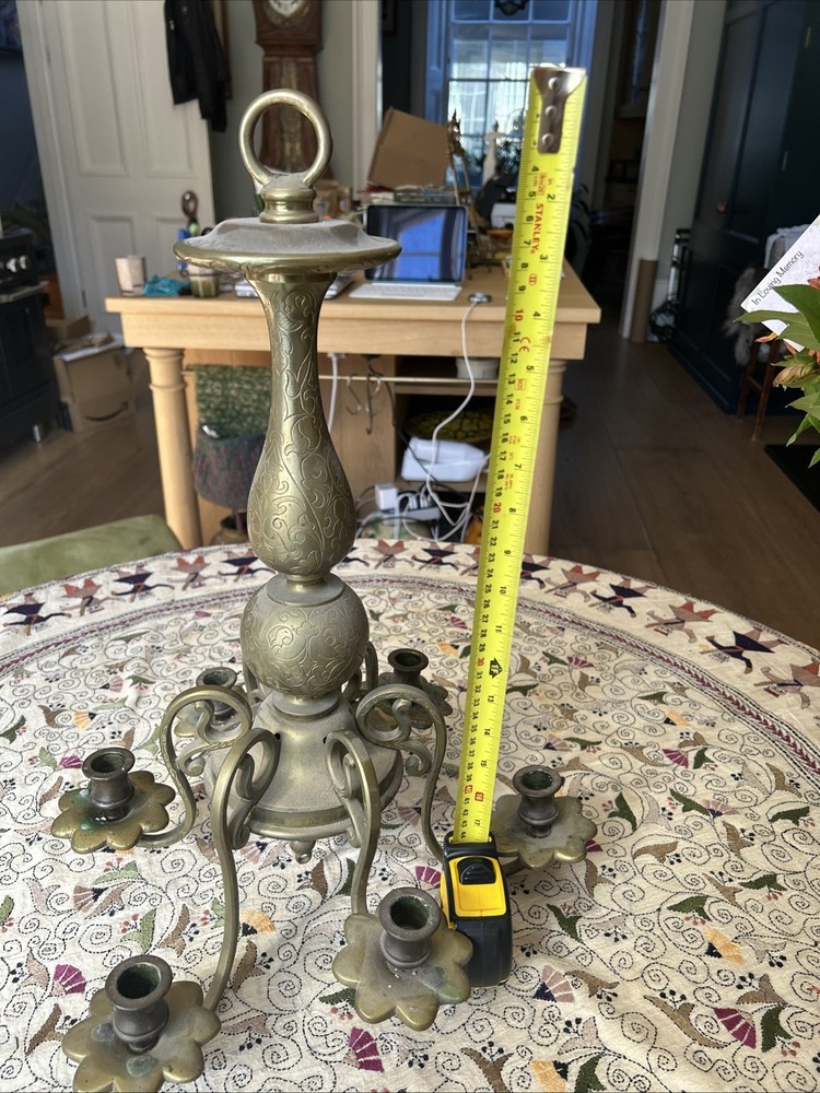 Solid Brass Hanging Chandelier 19c?