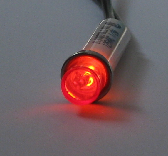 Red Circular Panel Mount Indicator Neon Light - 125V AC - 1/2 Watt - Round Light