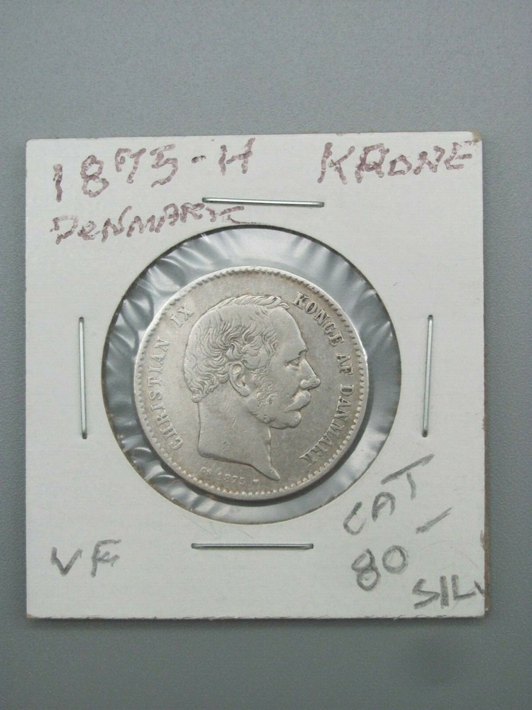 1875-H Denmark Krone .800 Fine Silver
