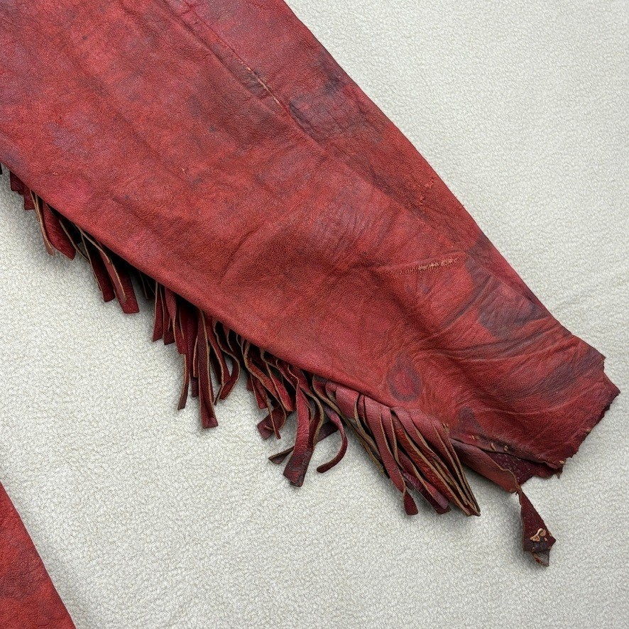 1880 - 1920 Handmade Red Leather Beaded Ceremonial Coat Native American Western