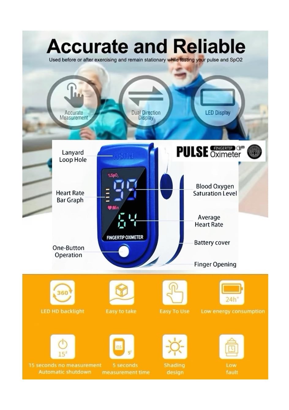 Finger Tip Pulse Oximeter LEDVblood Glucose Meter For Hospital Household Freship
